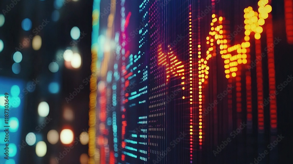 Poster dynamic led digital elements with colorful graphs and lines