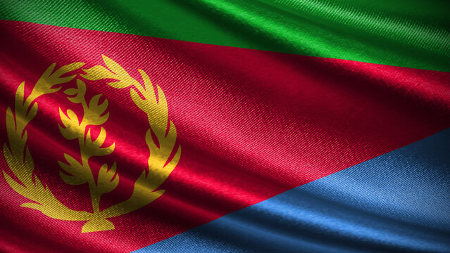 Eritrea flag with realistic silky wave texture
