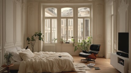Cozy Minimalist Bedroom with Natural Light and Serene Atmosphere