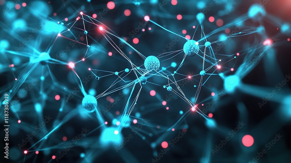 Poster detailed visualization of network connections with data points and lines