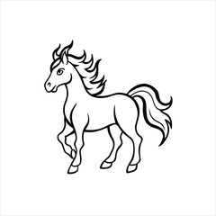 Dynamic Horse Flame Design in Black and White