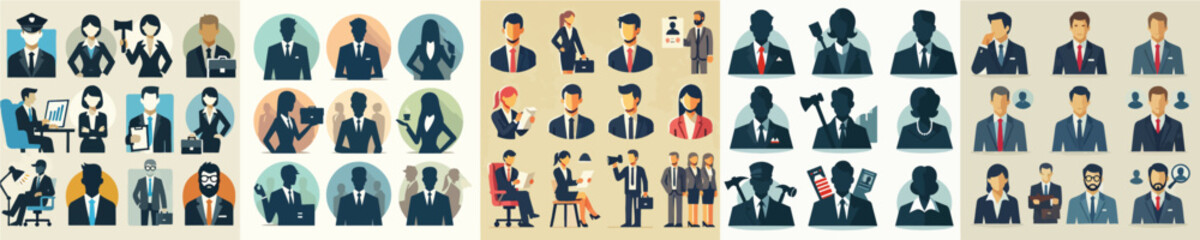 Vector collection of organizational or company leaders in flat design style