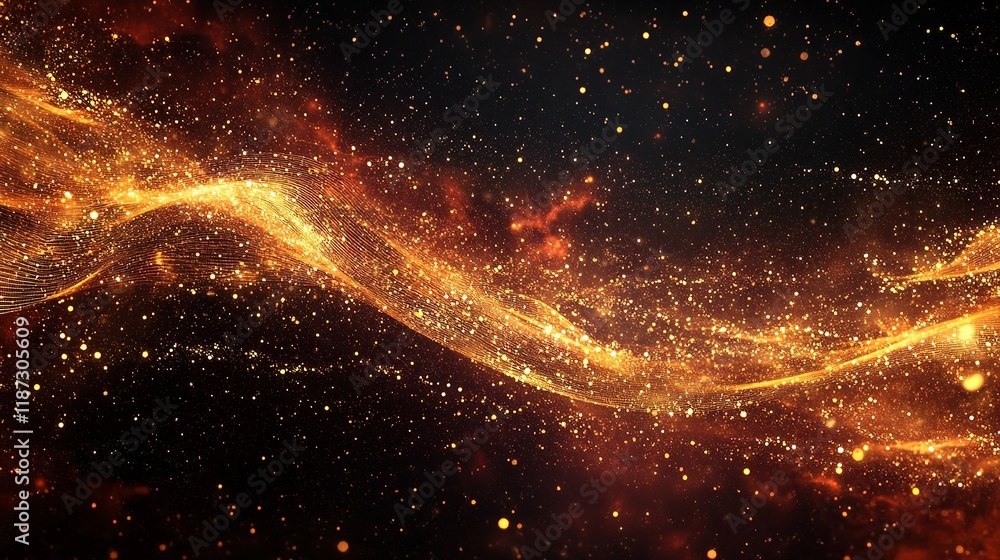 Aufkleber abstract waves of light on dark background with sparkling effects