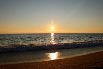 Sunset ocean horizon. High quality photo