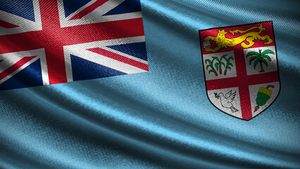 Fiji flag with realistic silky wave texture