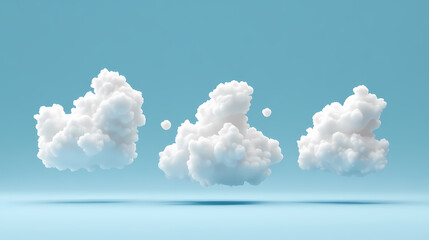 3d render fluffy white clouds