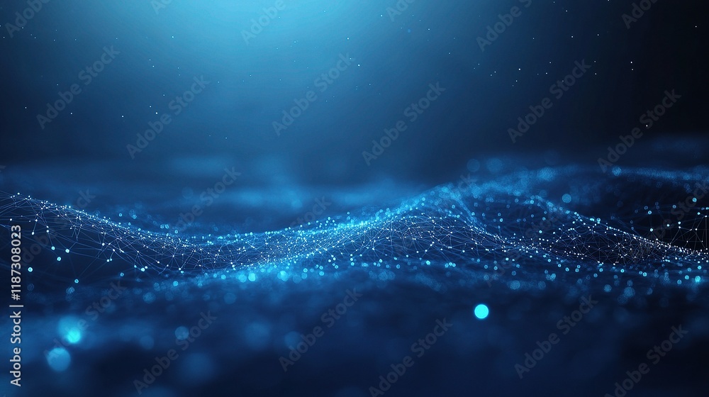 Poster abstract concept of big data with interconnected nodes and lines
