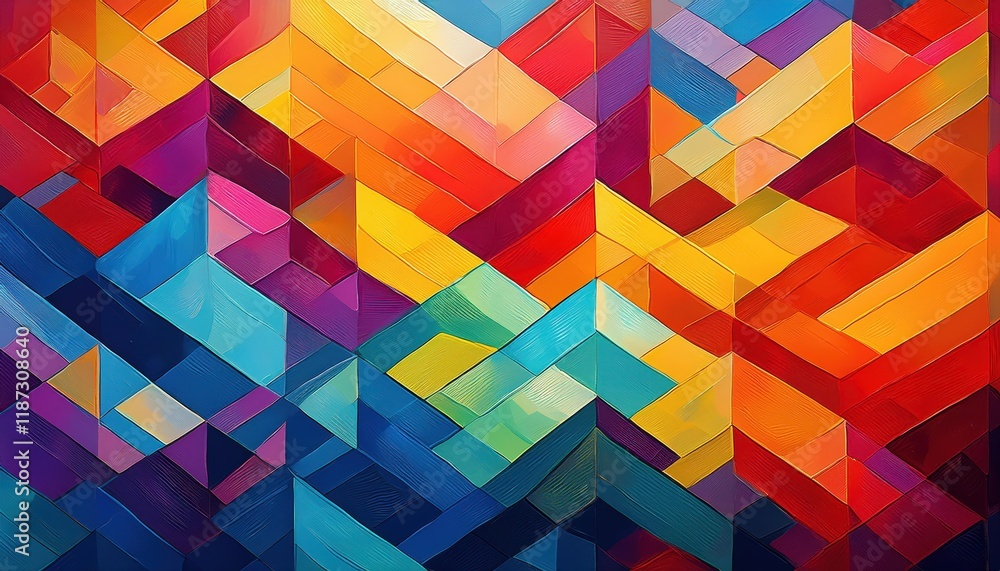 Poster Vibrant and Intricate Geometric Abstraction A Fusion of Color and Form in a Stunningly Captivating Modern Artwork