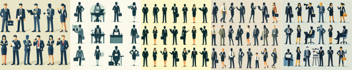 Vector collection of organizational or company leaders in flat design style