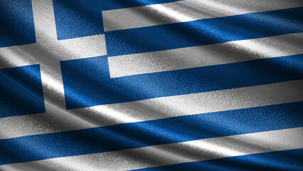 Fototapeta premium Greece flag with realistic silky wave texture