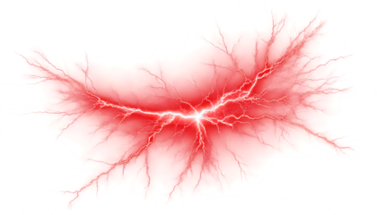 Red lightning effect isolated on transparent background