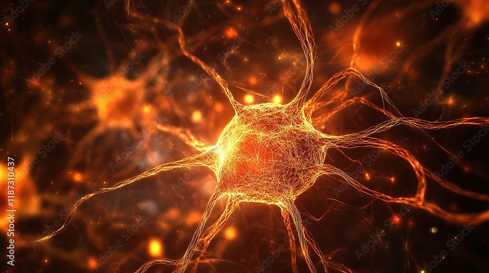 Poster abstract neural network concept with glowing background elements