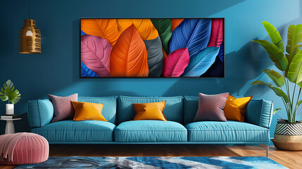 A modern canvas wall frame and lavish foliage	