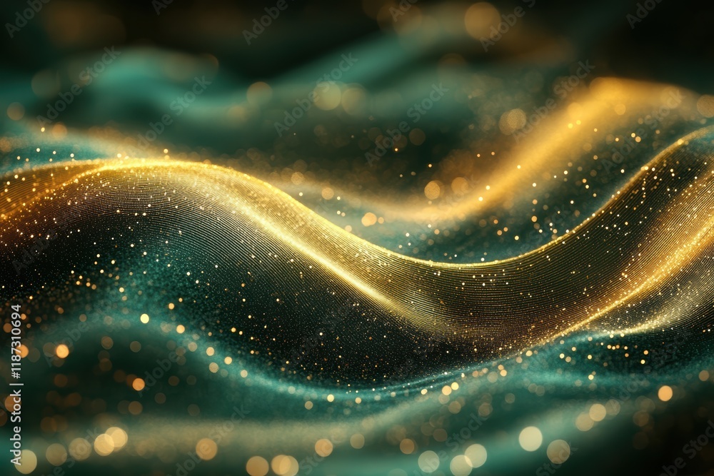 Aufkleber elegant abstract design featuring gold lines on a dark green background creating a serene atmosphere