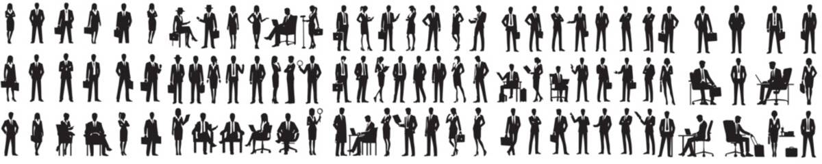 vector collection of silhouettes of organizational or company leaders