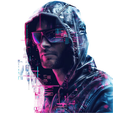Portrait of a Hacker Isolated on Transparent Background