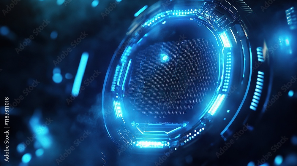 Poster dynamic blue technology led display with digital lines and scale