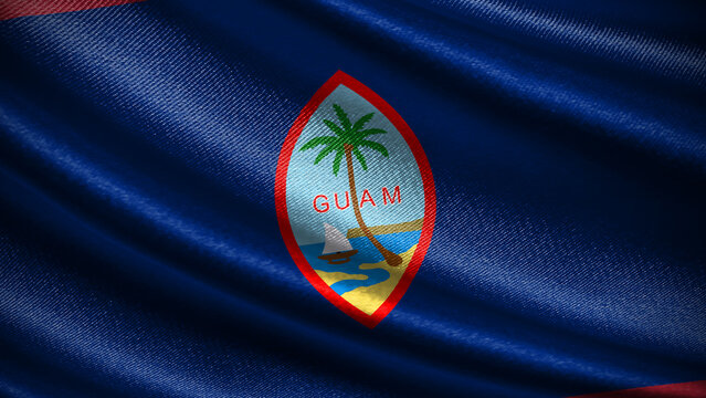 Guam flag with realistic silky wave texture