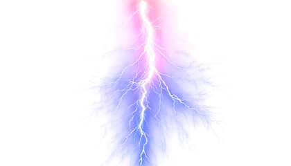 Blue lightning effect isolated on transparent background
