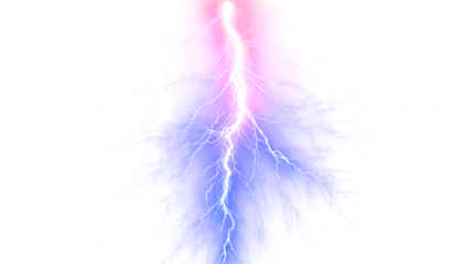 Blue lightning effect isolated on transparent background