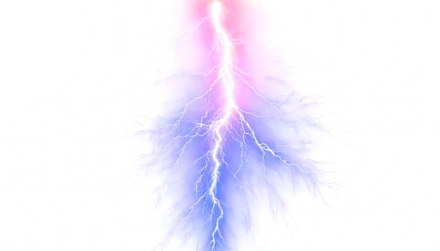 Blue lightning effect isolated on transparent background