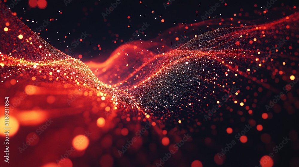 Poster abstract data network connections with lines and dots in motion