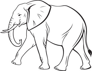 Elephant cartoon illustration and line art