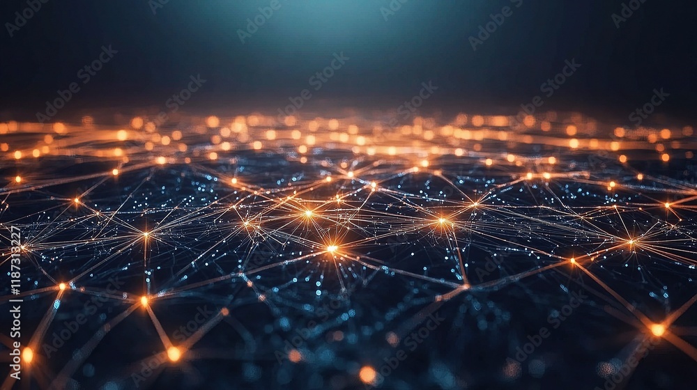 Aufkleber digital technology hub with glowing data centers and lines