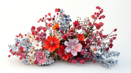 Fototapeta premium Graceful flowers blossoming in colorful harmony on white background