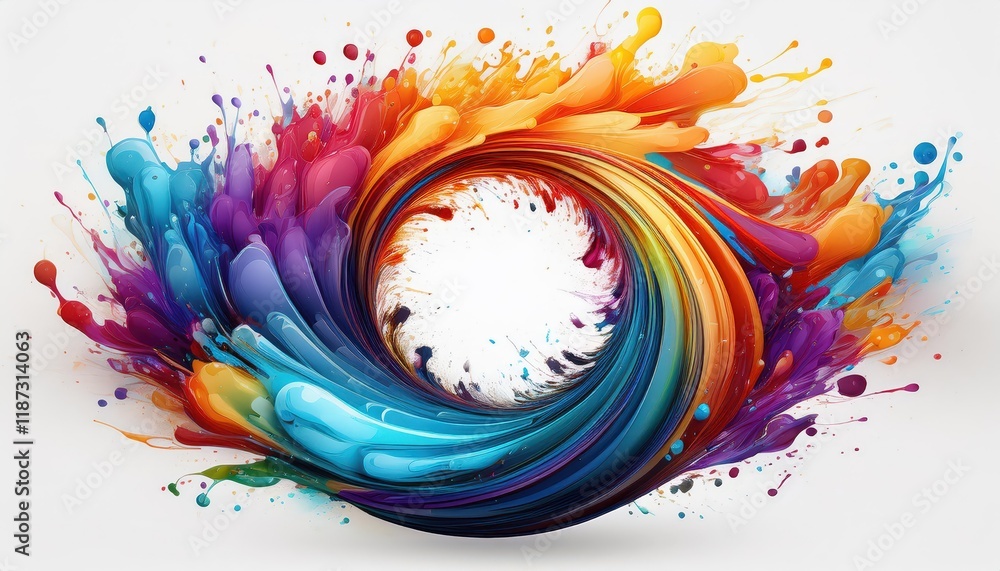 Poster dynamic abstract circle liquid motion flow explosion a spectacle of swirling colors and textures in 