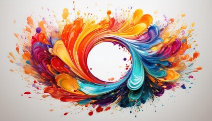 Obraz premium Vibrant Abstract Circular Motion Flow Explosion Showcasing a Mesmerizing Interplay of Colors and Liquid Dynamics
