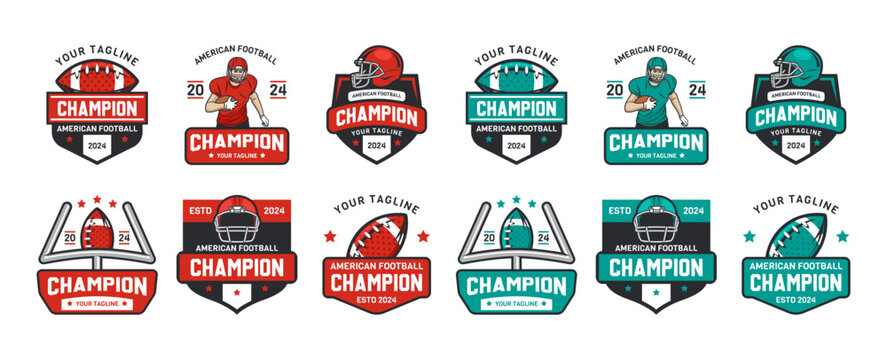 American football logo badges vector. Football logos collection. American football league labels, emblems and design elements