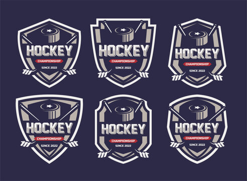 Hockey tournament sport logo template. Modern vector illustration. Badge design. Modern professional hockey logo set for sport team