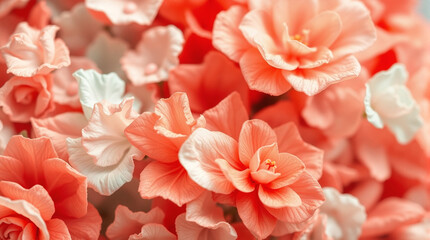 Fototapeta premium Delicate coral and white flowers in soft focus, spring beauty