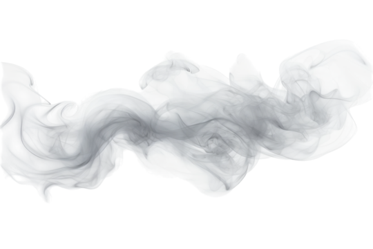 Ethereal gray smoke swirling against a white background creating a sense of mystery and intrigue