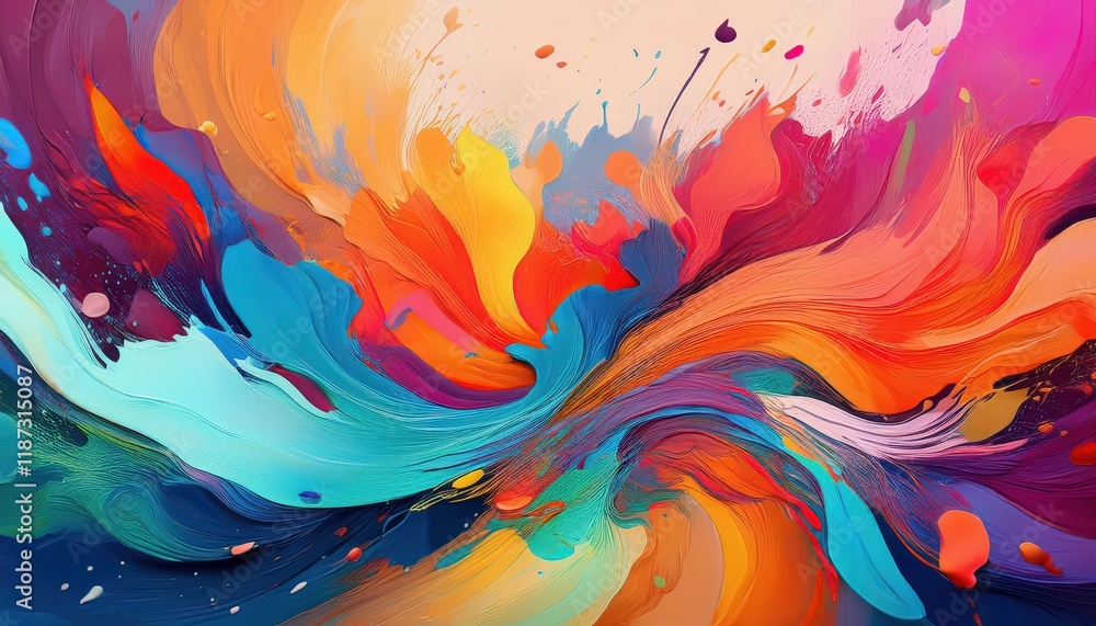 Poster vibrant and colorful abstraction a splash of paint on an abstract background showcasing a playful mi