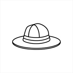 Single Line Hat Icon Vector on White Background