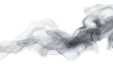 Smoke swirling gracefully through the air creating an abstract design against a white background