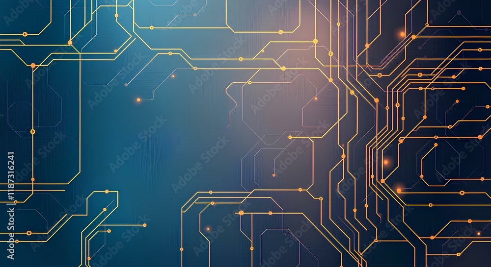 Poster futuristic blue circuit board design featuring intricate glowing technology lines and advanced digit