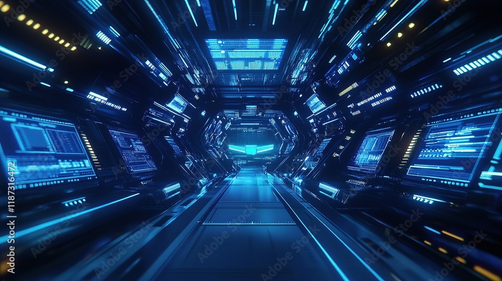 Aufkleber blue technology background showcasing data-driven digital lines