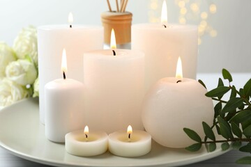 Beautiful composition with candles on the table