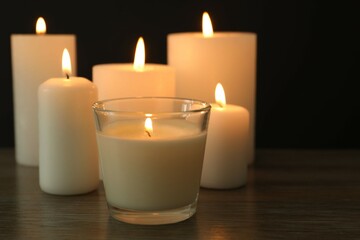 Beautiful composition with candles on the table