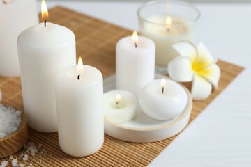 Beautiful composition with candles on the table