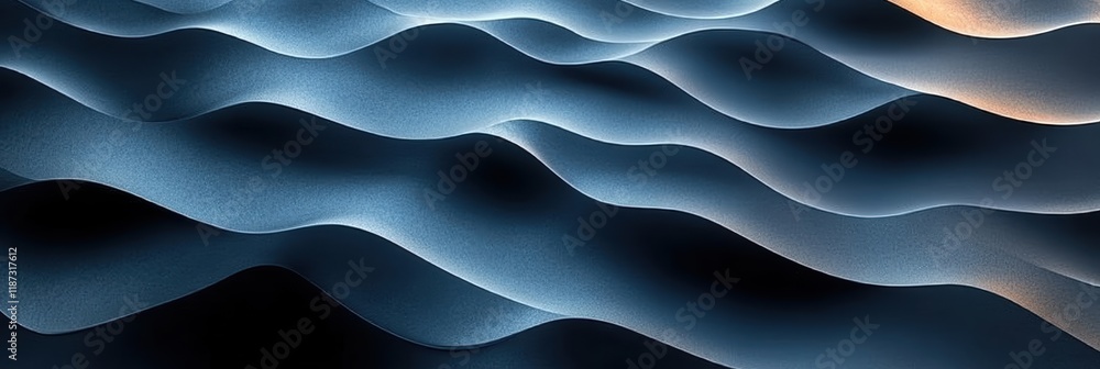 Poster curved shapes create a dynamic pattern in dark gray tones with smooth transitions
