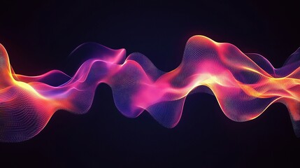 Abstract 3D Data Network with Glowing Lines and Dynamic Waves