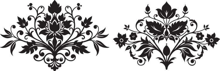 Black and white silhouette of flowers