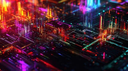 Fototapeta premium Vibrant Digital Technology Concept with Colorful Lines and Patterns