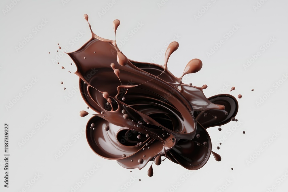 Poster a mesmerizing splash of rich, dark chocolate, swirling and exploding in a delicious, decadent displa