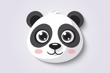 Fototapeta premium Adorable cartoon panda face with big eyes, cute and friendly expression.
