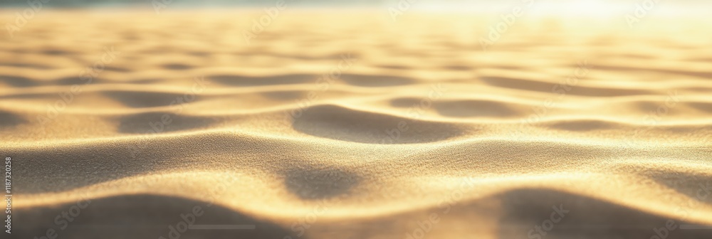 Poster warm sunlight illuminates the textured surface of sand dunes, creating a mesmerizing pattern of ligh